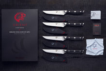 5 Premier Forged Steak Knives, SINGLE PIECE, Fine-Edge or Serrated - SIERRA  / Serrated Edge