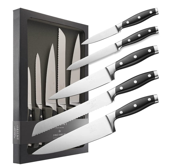 Cooks Standard 5 Piece Asian Gourmet Chef Knife Set with Expandable Ba